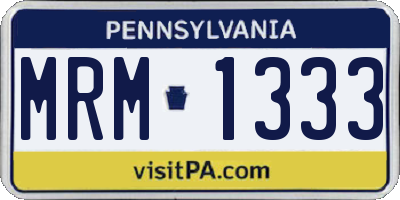 PA license plate MRM1333