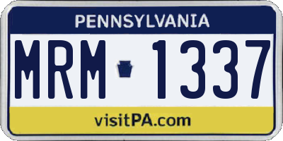 PA license plate MRM1337