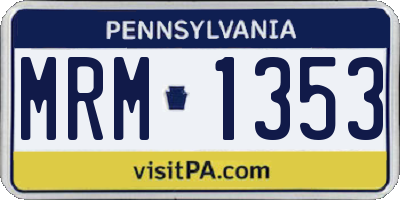 PA license plate MRM1353