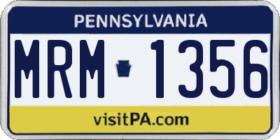 PA license plate MRM1356