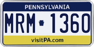PA license plate MRM1360