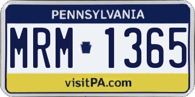 PA license plate MRM1365