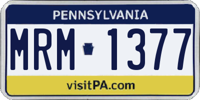 PA license plate MRM1377