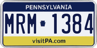 PA license plate MRM1384