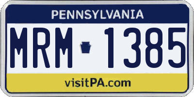 PA license plate MRM1385
