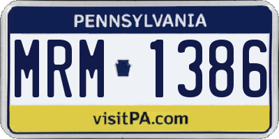 PA license plate MRM1386
