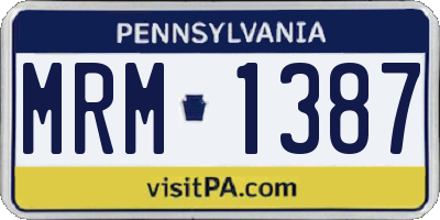 PA license plate MRM1387