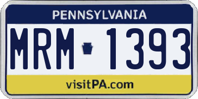 PA license plate MRM1393