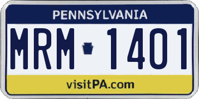 PA license plate MRM1401