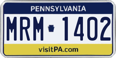 PA license plate MRM1402