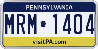 PA license plate MRM1404