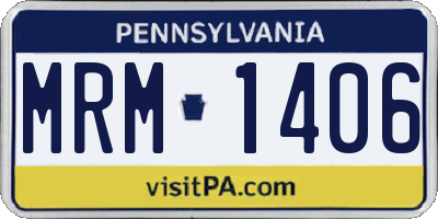 PA license plate MRM1406
