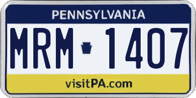 PA license plate MRM1407