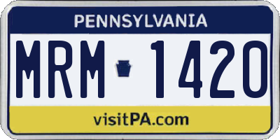 PA license plate MRM1420