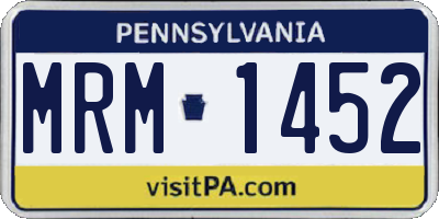 PA license plate MRM1452