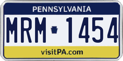 PA license plate MRM1454