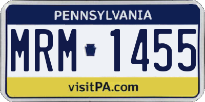 PA license plate MRM1455