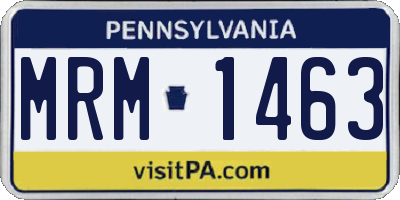 PA license plate MRM1463