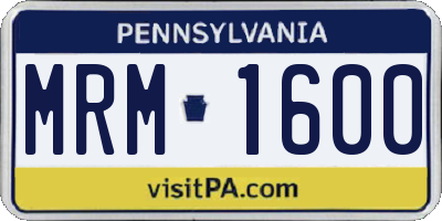 PA license plate MRM1600