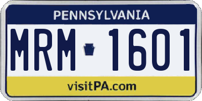 PA license plate MRM1601