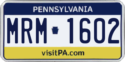 PA license plate MRM1602