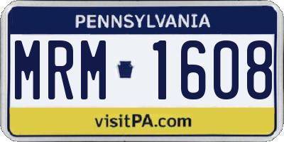 PA license plate MRM1608