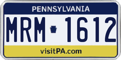 PA license plate MRM1612