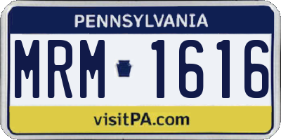 PA license plate MRM1616