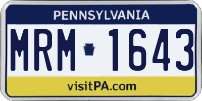 PA license plate MRM1643