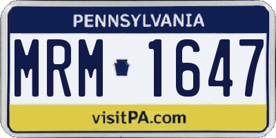 PA license plate MRM1647