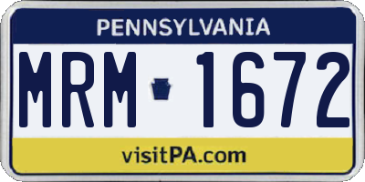 PA license plate MRM1672