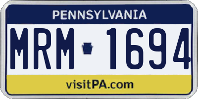 PA license plate MRM1694