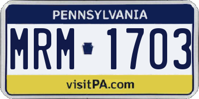 PA license plate MRM1703