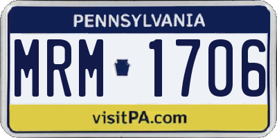 PA license plate MRM1706