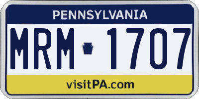 PA license plate MRM1707