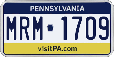 PA license plate MRM1709