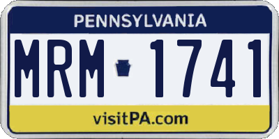 PA license plate MRM1741
