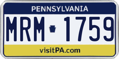 PA license plate MRM1759