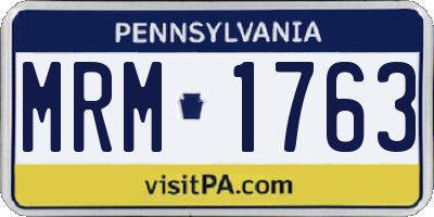 PA license plate MRM1763