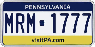 PA license plate MRM1777
