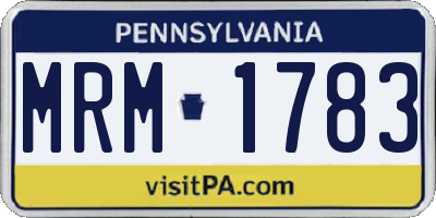 PA license plate MRM1783