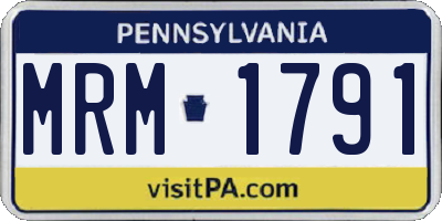 PA license plate MRM1791