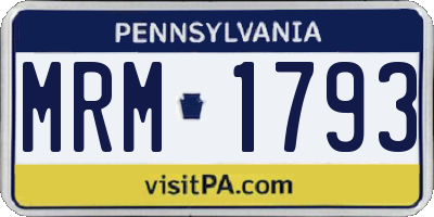 PA license plate MRM1793
