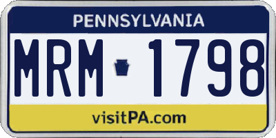 PA license plate MRM1798