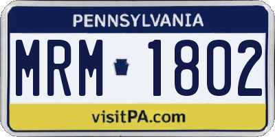 PA license plate MRM1802