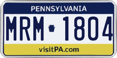 PA license plate MRM1804