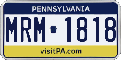 PA license plate MRM1818
