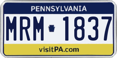 PA license plate MRM1837