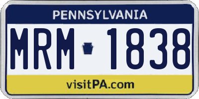 PA license plate MRM1838