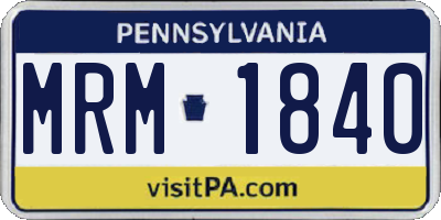 PA license plate MRM1840